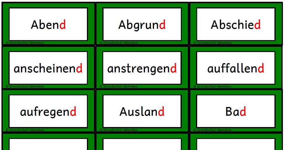 Rechtschreib-Schatzkiste: G Und D Am Ende/ Im Auslaut - Grundschul-Ideenbox